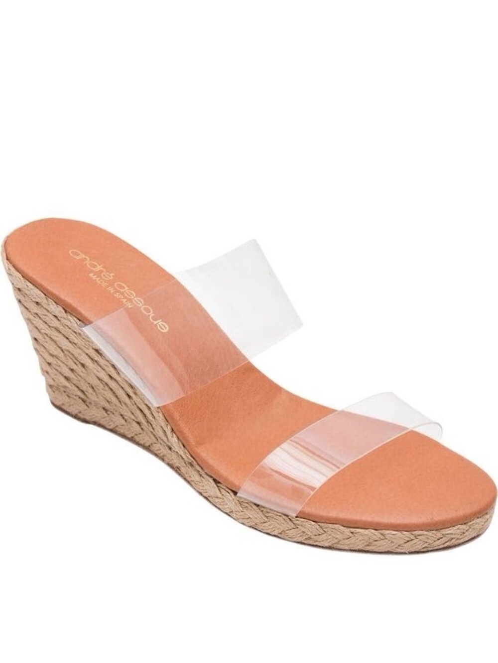 Andre assous anfisa clear strap wedge sz 9